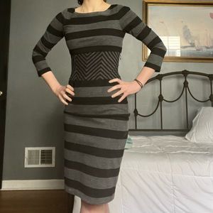BCBGMaxAzria “Roslyn” Striped Corset Dress
  Black and gray striped XXS